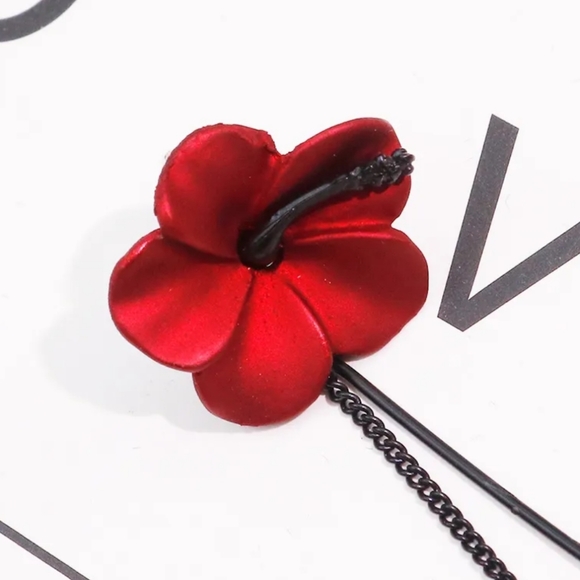 Red Wine Metallic Flowers Earrings 🦋 - Picture 5 of 5